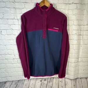 Columbia‎ Mountain Side Fleece 1/4 Snap Jacket Womens Large Pink Gray Pullover
